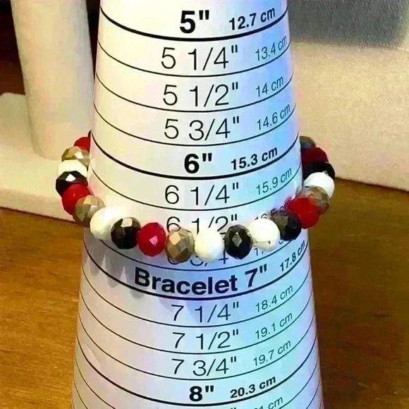 Muti Colored Faceted Glass Bead  Stretch Bracelet - Picture 3 of 4